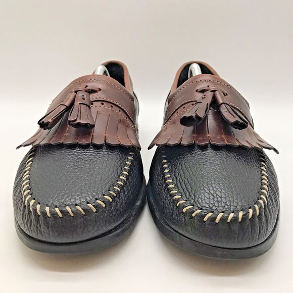 G.H. Bass Weejuns Michael Loafers Men's 12EE Brown Black Leather Kiltie Tassel - Picture 2 of 12